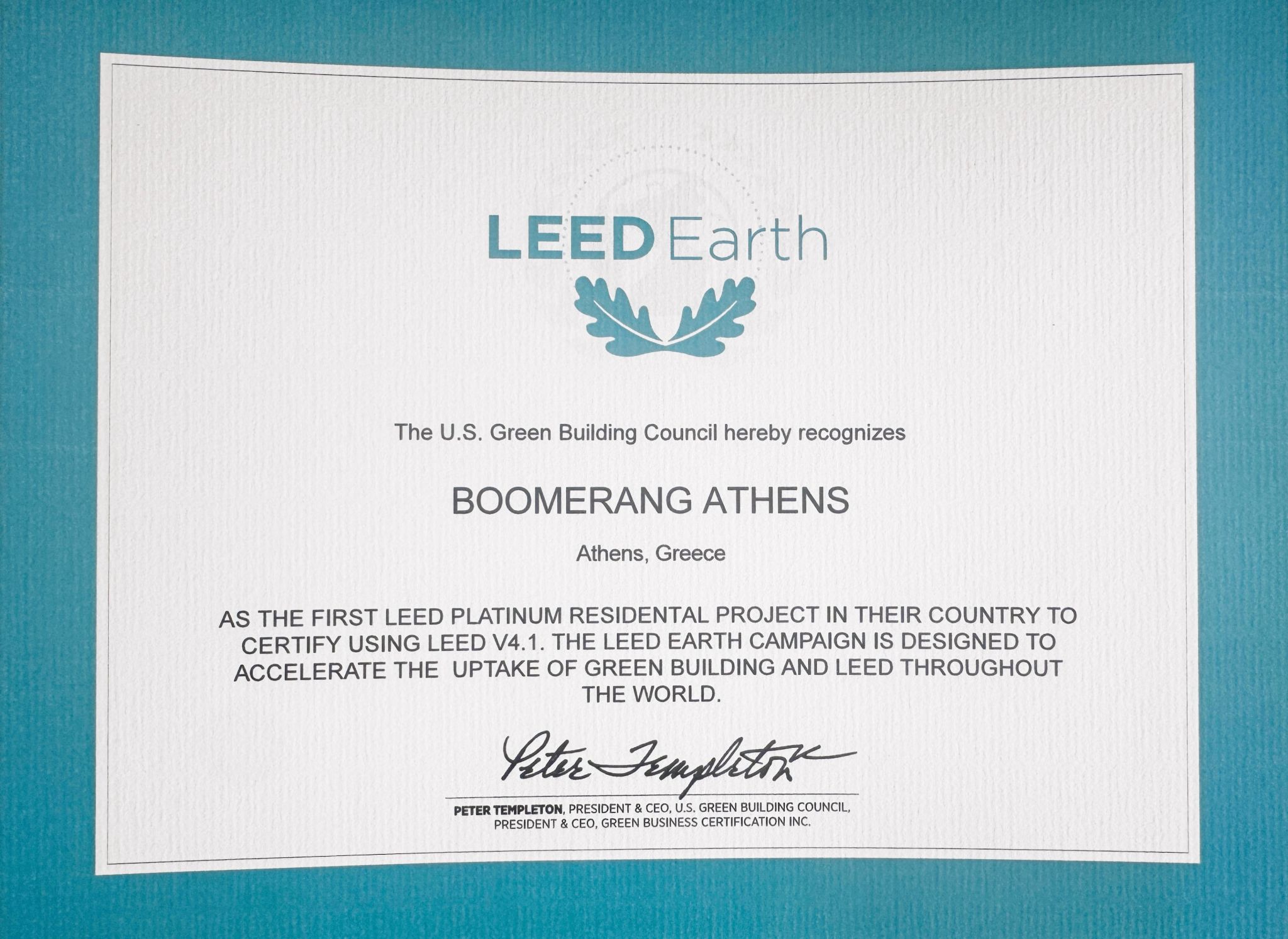 LEED Earth recognized Boomerang Athens